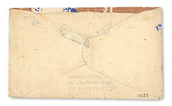 c.1864, Brown and blue on white wallpaper cover, hand carried to ...