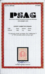 1862, 10¢ rose, malformed "T" of "TEN" (Scott 5 var.), position 4, o ...