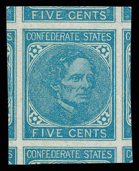 1862, 5¢ blue, Archer & Daly printing (Scott 7), o.g., never hinged, ...