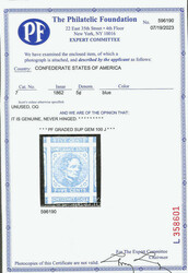 1862, 5¢ blue, Archer & Daly printing (Scott 7), o.g., never hinged, ...