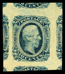 1863, 10¢ blue (Scott 12), o.g., never hinged, an exquisite jumbo ...