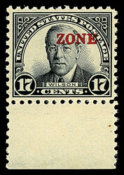 1926, 17¢ Wilson, sharp "A", "ZONE" only (Scott 91a), bottom margin ...