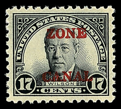 1926, 17¢ Wilson, sharp "A", "ZONE CANAL" (Scott 91c), superb ...