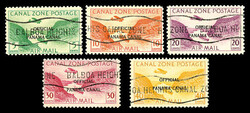 Airmail Officials, 1941, 5¢ to 40¢ complete, overprint type II ...