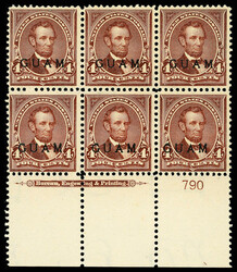 1899, 4¢ Lincoln, lilac brown (Scott 4), full bottom plate #790 ...