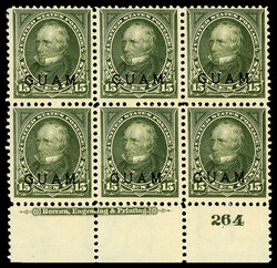 1899, 15¢ Clay, olive green (Scott 10), wide bottom margin plate ...