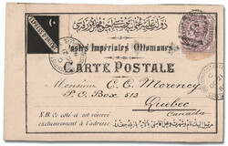 1889 Orient Express label, a Turkish formular postcard franked with a ...