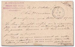 1889 Orient Express label, a Turkish formular postcard franked with a ...