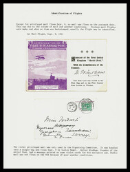 Great Britain, First UK Aerial Post Identification of Flights 1911, ...