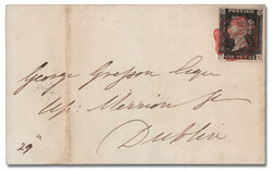 1840, Queen Victoria First Issue, 1d black (Scott 1), plate 1A, T-L; ...