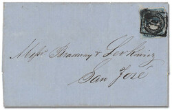 1863, Coat of Arms, ½r blue (Scott 1), tied by a somewhat heavy ...