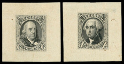 5¢ 1847 & 10¢ 1875 reproduction, gray black, large die proofs of ...