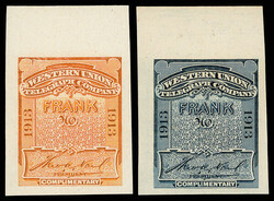 Western Union Telegraph Co., 1913, orange & dark blue, trial color ...