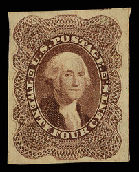 1860, 24¢ claret brown, trial color plate proof on wove paper in ...