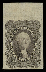 1860, 24¢ gray lilac, plate on stamp paper (Scott 37P5), huge sheet ...