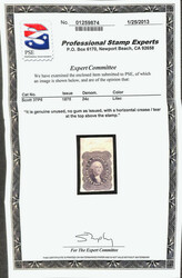 1860, 24¢ gray lilac, plate on stamp paper (Scott 37P5), huge sheet ...