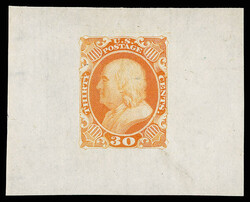 1860, 30¢ orange, large die proof on India paper (Scott 38P1), 52 x ...