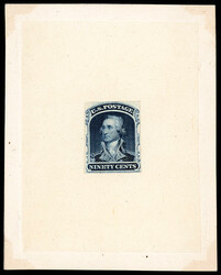 1860, 90¢ blue, large die proof on India paper (Scott 39P1), 63 x 79 ...