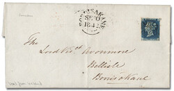 1840, Queen Victoria First Issue, 2d blue (Scott 2), plate I, clear ...