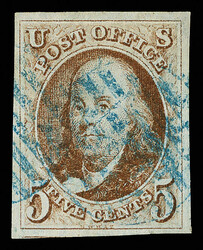 1847, 5¢ red brown (Scott 1), fresh and sound with rich color, ...