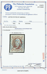1847, 5¢ red brown (Scott 1), fresh and sound with rich color, ...