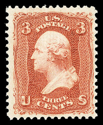 1867, 3¢ red, F. grill (Scott 94), o.g., never hinged, sound and ...