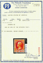 1875, 2¢ vermilion, C.B.N.C. printing (Scott 178), o.g., never ...