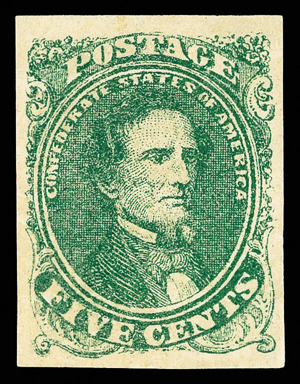 1861, 5¢ green (Scott 1), Stone 1, unused without gum, a Post Office ...