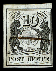 St. Louis, Mo., 1846, 10¢ black on gray lilac (Scott 11X5), Type II, ...