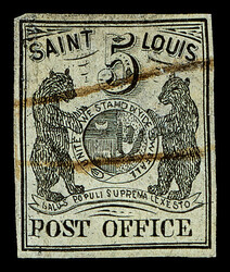 St. Louis, Mo., 1846, 5¢ black on bluish (Scott 11X7), Type III, ...
