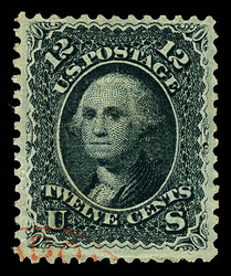 1867, 12¢ intense black, Z. grill (Scott 85E), sound with deep color ...