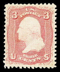 1867, 3¢ rose, E. grill (Scott 88), unused without gum, sound and ...