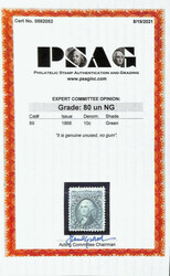 1867, 10¢ green, E. grill (Scott 89), unused without gum, with ...