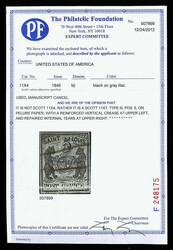 St. Louis, Mo., 1846, 5¢ black on bluish (Scott 11X7), Type III, ...