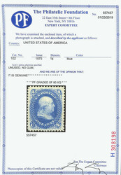 1861-66 (1875 Re-issue), 1¢ blue (Scott 102), unused without gum, ...