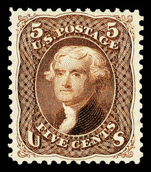 1861-66 (1875 Re-issue), 5¢ brown (Scott 105), unused without gum, ...