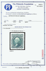 1861-66 (1875 Re-issue), 10¢ green (Scott 106), unused without gum, ...