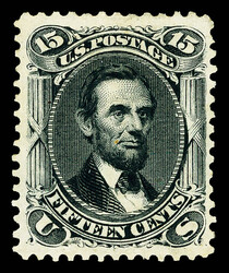1861-66 (1875 Re-issue), 15¢ black (Scott 108), o.g., lightly hinged ...