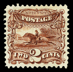 1869, 2¢ brown (Scott 113), unused without gum, wonderfully centered ...