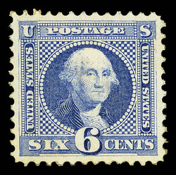 1869, 6¢ ultramarine (Scott 115), large part o.g. (disturbed), with ...