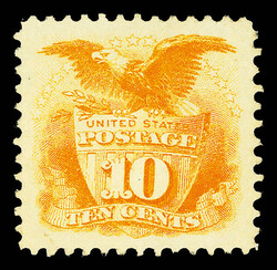 1869, 10¢ yellow (Scott 116), unused without gum, an exquisite stamp ...
