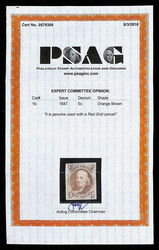 1847, 5¢ orange brown (Scott 1b), Ample to large margins, warm shade ...