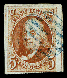 1847, 5¢ brown orange (Scott 1d), a beauty in radiant color and ...