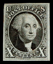 1847, 10¢ black (Scott 2), fresh and sound with clear margins, bold ...