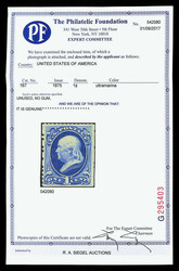 1875, 1¢ ultramarine, C.B.N.C. "Hard Paper" Special Printing (Scott ...