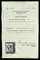 1875, 3¢ blue green, C.B.N.C. "Hard Paper" Special Printing (Scott ...