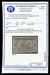 Brattleboro, Vt., 1846, 5¢ black on buff (Scott 5X1), attractive ...