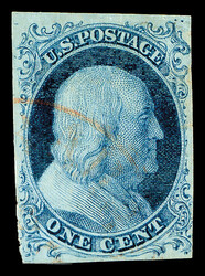 1851, 1¢ blue, type Ib (Scott 5A), position 4R1E, sound with strong ...
