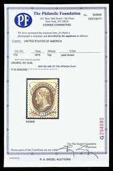 1875, 10¢ pale brown, C.B.N.C. "Hard Paper" Special Printing (Scott ...