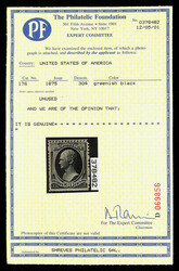 1875, 30¢ greenish black, C.B.N.C. "Hard Paper" Special Printing ...